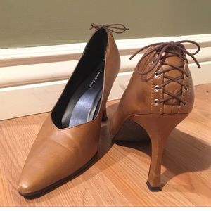 Leather Lace-backed heels